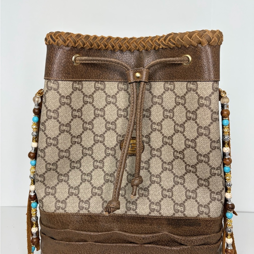 Gucci Bag Bucket Fringe Braided Vintage Gucci Plus Bucket Western Style Boho - Picture 7 of 14